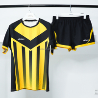 Akilex celana pendek Rugby kustom Jersey Sublim bercetak Digital kuning dan hitam bernapas