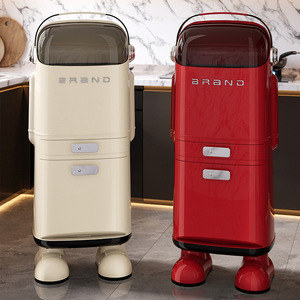 Creative Kitchen Tall Trash Can Rectangular Wheeled Large Capacity Indoor Use - Product Image 1