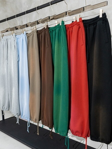 Loose Straight Drawstring <strong>Trousers</strong> Sprayed <strong>Stirrup</strong> Sun Faded Sweatpants StreetWear Custom Oversize Heavyweight 100% Cotton - Product Image 4