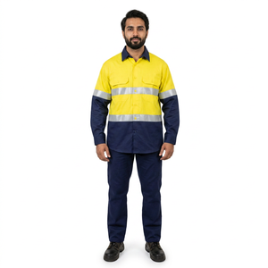 Camisas de Trabajo de Manga Larga de Alta Visibilidad para Hombre, Estilo Corto con Botones, con Logotipo Personalizable, Chaleco Reflectante de Poliéster y Algodón - Product Image 1