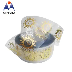 Minsda定制迷你强粘金箔透明标志乙烯基圆形标签贴纸