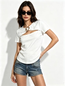Tops Cortos Negros para Mujer, Elegantes, <span class=keywords><strong>con</strong></span> Escote Abierto, Lisos, Transpirables, de Punto, Casuales, <span class=keywords><strong>con</strong></span> Encaje - Product Image 3