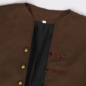 Cappotto marrone Vintage medievale <span class=keywords><strong>Jack</strong></span> <span class=keywords><strong>Sparrow</strong></span> Costume Cosplay uomo rinascimentale pirata gotico Steampunk giacca - Product Image 6