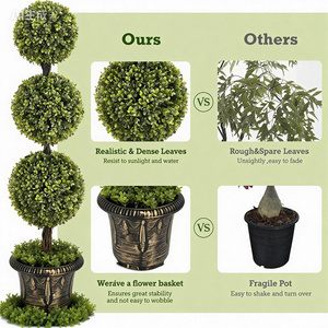 Bola de hierba de boj de plástico Topiary Artificial decorativa para el hogar interior sintética que incluye árboles arbustos guirnalda para decoración de patio trasero - Product Image 4