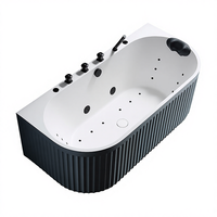 Baignoire autoportante moderne en pierre artificielle écologique pour salle de bain intérieure, baignoire à remous avec massage à air, coin appartement hôtel