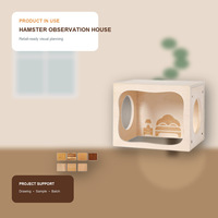 Casa de Madera Personalizada para Hámsteres con Panel de Visión Transparente, Ventilación y Diseño de Múltiples Habitaciones para Mascotas Pequeñas