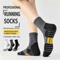 Chaussettes de sport épaisses absorbant la transpiration, chaussettes de course respirantes et rembourrées pour hommes et femmes