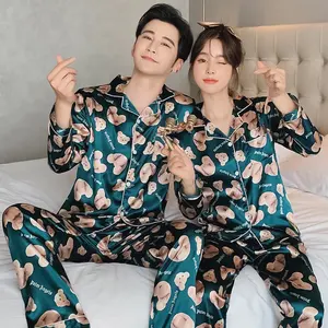 Luxus pyjamas für Männer und Frauen 2-teilige Nachtwäsche Designer im Paars til inspirierte Satin-Nachtwäsche