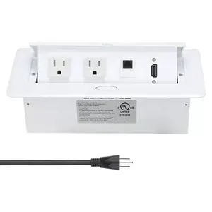 White US plug Conference table damped pop up data USB port socket connect box with rj45 /Build in desktop power date outlet box