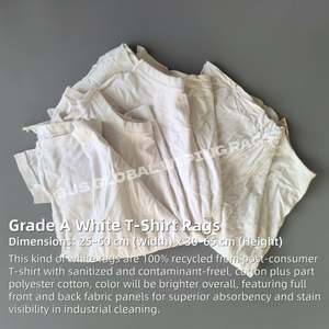 Trapos de limpieza de algodón 100% blanco de grado A, resistentes, sin metal/polvo, para limpieza industrial. - Product Image 2