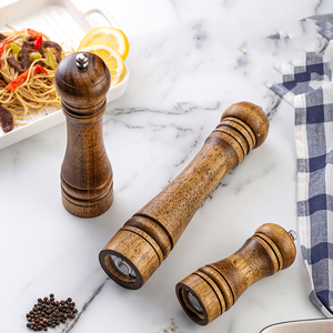 Kitchen Gadgets Wooden Salt Box Container Mill Grinder Set Salt and Pepper Shaker Set Acacia Wood Spice Salt Pepper Mill Grinder - Product Image 5