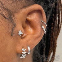 Boucles d'oreilles clous en diamant de laboratoire taille marquise, or blanc massif 9K, dos plat, pour empilage, bijoux fins