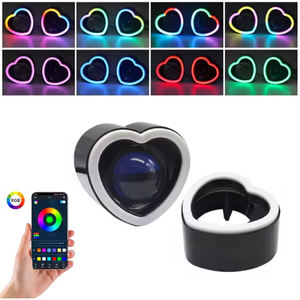Feux de jour à <span class=keywords><strong>LED</strong></span> en forme de cœur de 2,5 pouces, avec cache noir pour <span class=keywords><strong>projecteur</strong></span> de phare de voiture, DRL, rétrofit DIY, pièces automobiles, RGB multicolore - Product Image 1