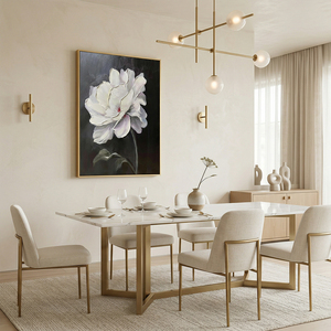 Pintura al Óleo de Flores Blancas Hecha a Mano sobre Lienzo, Arte Floral Texturizado para Pared, Obra de Arte Moderna y Elegante para Decoración de Sala de Estar - Product Image 3