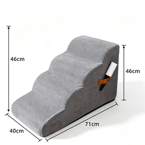 Escalier pour animaux de compagnie à 3 marches en mousse souple, rampe antidérapante, mobilier d'intérieur beige 40x71x46cm pour chats et chiens - Product Image 3