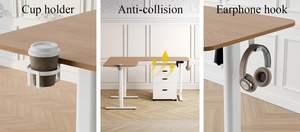 Bureau d'angle réglable en hauteur PRORIALS à double moteur et 3 pieds, avec support pour tasse et crochet, idéal pour le travail - Product Image 5