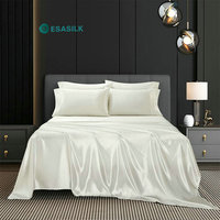 Parure de lit de luxe en soie de mûrier tissée unie 400TC toutes saisons, comprenant taies d'oreiller et housse de couette, vente en gros