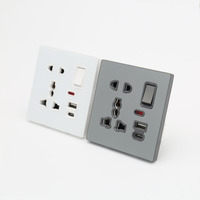 Prise murale universelle 10A avec port de charge USB-C 18W, ignifuge, en PC, pour le marché africain et du Sud-Est asiatique