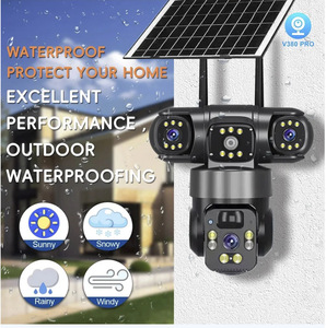 <span class=keywords><strong>Cam</strong></span>éra IP Wifi 2MP 8K solaire extérieure étanche à trois objectifs, <span class=keywords><strong>cam</strong></span>éra HD à faible consommation d'énergie, batterie, vision nocturne PIR, <span class=keywords><strong>cam</strong></span>éra de sécurité CCTV - Product Image 3