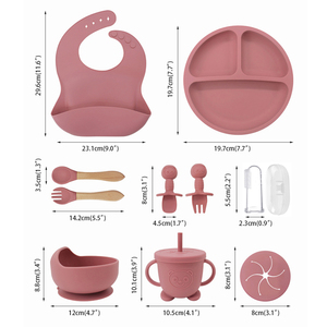 Eco Friendly <b>Toddler</b> Dinnerware Set 11 Piece BPA Free Silicone Unbreakable Plate Spoon Toothbrush for Baby - Product Image 2