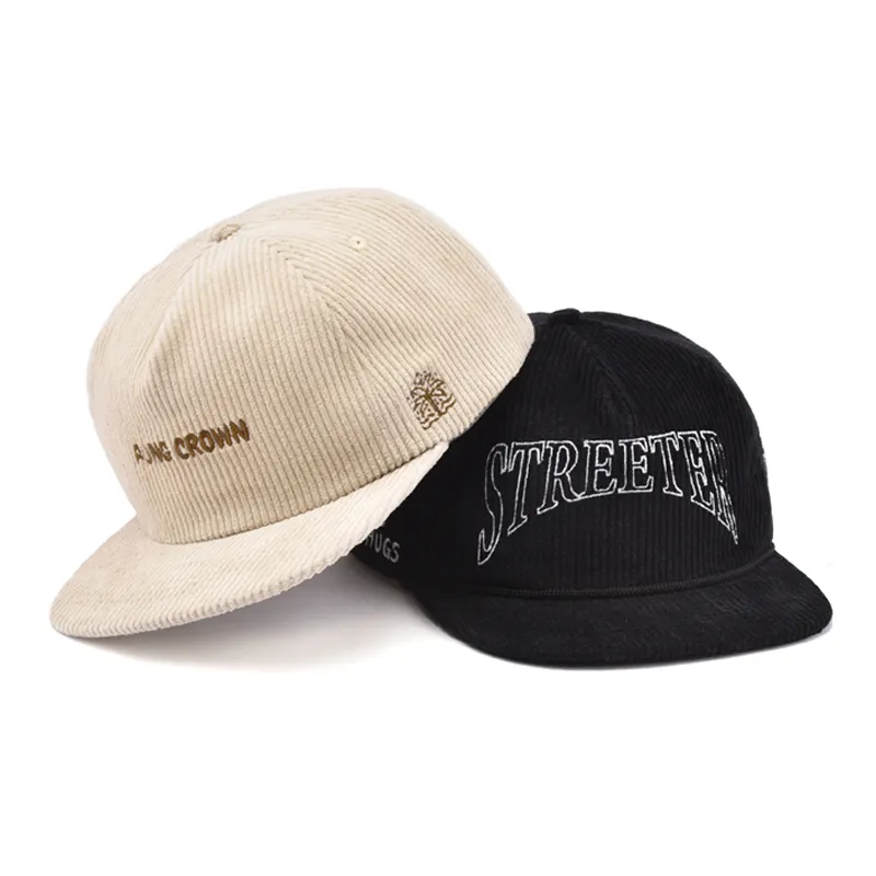 Snapback Cap Wholesale Factory Sell Embroidery Logo Corduroy 5 Panels Winter Caps Snap Back Hats Hip Pop Cap