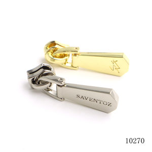 Tirette de <span class=keywords><strong>fermeture</strong></span> éclair ronde personnalisée avec logo gravé, en métal doré, pour marque - Product Image 5