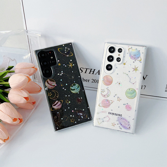 Epoxy TPU Glitter Star Phone Case for Korea samsung S25 ultra Shockproof Design Women Phone Cover for S24 Plus S23 A16 A34 A25