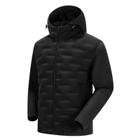 Veste matelassée en duvet pour homme, personnalisable OEM, manteau chaud et tendance avec capuche, fermeture éclair et boutons-pression sur le devant, imperméable, grande taille