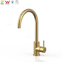 Robinet de cuisine en acier inoxydable 304 PVD Gun Metal avec bec flexible et mélangeur d'évier