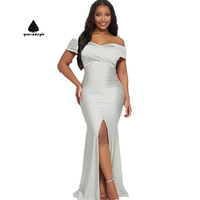 Vert fossette femmes vêtements personnalisés dame Satin tissus robes de bal une épaule enveloppement Chic robe de soirée robe élégante