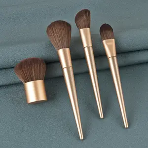 1/4 Stuks Veganistische Champaign Gouden Make-Up Borstels Cosmetica Borstel Set Schoonheid