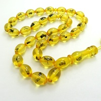 Prix compétitif Tailles multiples Religieux Jaune Rond 33 Perles Chine Perles de prière avec insectes Perles en résine Fourmis Chapelet
