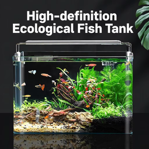 JSD Hochauflösendes Transparentes Heißgebogenes Glas-Aquarium Desktop-Aquarium für Betta Kleine Fische Heimdekoration - Product Image 2