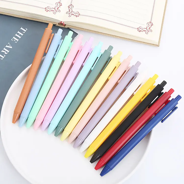 Stylo à bille rétractable avec logo multicolore Macaron Promotion stylo à encre gel en plastique Logo personnalisé pour cadeau