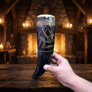 B.S INTERNATIONAL Factory Price Real Ox Horn Mug Premium Quality Old Fashioned Viking American Style Christmas Beer Mug - Product Image 2