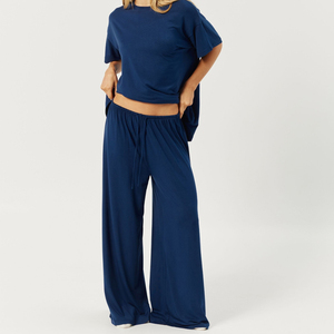 Pantalons <span class=keywords><strong>de</strong></span> détente super doux et légers pour femmes, logo personnalisé, séchage rapide, respirant, bas surdimensionnés, cordon plat, coupe ample - Product Image 6
