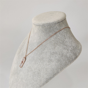 สร้อยคอประดับจี้รูปใบโคลเวอร์รูปหัวใจสี่ดวงทำจากทองเหลืองเซอร์คอนชุบสีโรสโกลด์ - Product Image 5