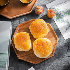 صينية مثمنة صلبة من الجوز على الطراز الياباني الحديث ، طبق شاي خشبي صديقٌ للطعام للحفلات أو تقديم الخبز - Product Image 3