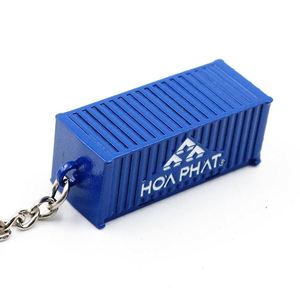 Porte-clés personnalisable en alliage de zinc durable en forme de conteneur, impression numérique, vente en gros d'usine pour promotion et expédition - Product Image 4