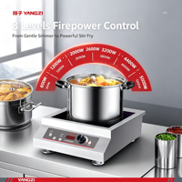 Kompor Induksi Komersial Listrik 5000W Kontrol Tombol Stainless Steel Tungku Tunggal Tahan Air Timer Pendingin Kipas Ganda