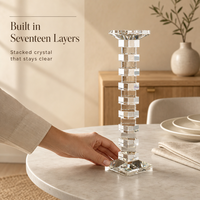 Support de bougie en cristal géométrique empilable, bloc carré, colonne, base à facettes, coupelle à bougie, décoration d'intérieur