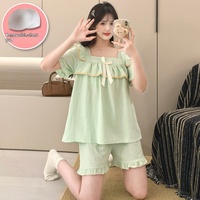 Ensemble pyjama d'été en soie glacée pour femme, grande taille, jusqu'à 150 kg, manches courtes, ample, deux pièces, short, M-XL