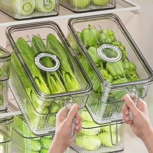 Food Storage Container Rectangle With Handle For Fridge Organizer Vegetables Fruits Eggs Plastic Lid ASN1631 - Product Image 1