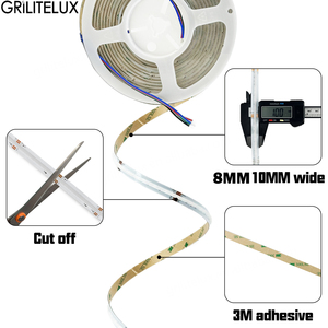 Tira de LED COB RGB Ultra Brillante, Ángulo de Haz de 120°, Ancho de 10 mm, 576 LED/m, DC12V 24V, Cinta Flexible para Decoración e Iluminación Creativa - Product Image 2