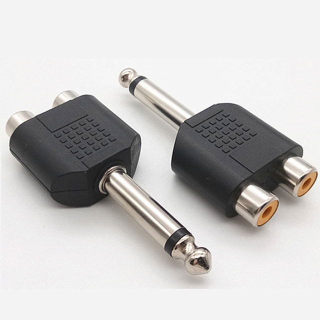 6.35mm TRS Stereo Jack 2RCA Female Audio Adapter 6.5 TS Mono 1/4 Inch Male To TWO RCA Splitter for Mixer Amplifier Speaker