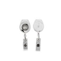 Porte-badge rétractable transparent Bestom avec clip à ressort non pivotant, cordon en nylon, accessoires pour porte-badge d'identification, coque en ABS, sangle en PVC