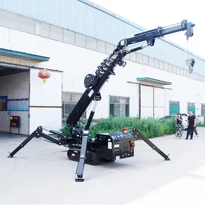 Mini Mobile Track Crane Portable 3 Tons Lifting Machinery Spider Crawler Crane With Man Basket Aerial Platform