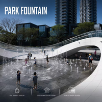 Fabricant de solutions complètes pour fontaines de parc haut de gamme, conception et construction interne, certifié CE RoHS, breveté, technologie de pointe pour parcs, contrôle qualité B2B, laser RGB