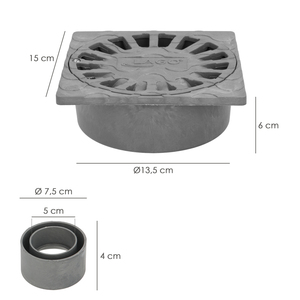 Sifone di scarico in PVC 15x15 cm. Uscita O/ 75 / 50 mm. - Product Image 2