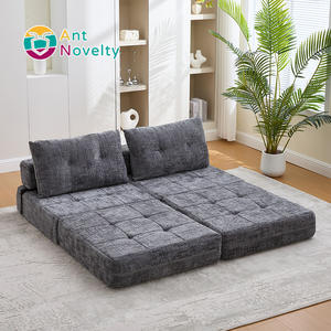 Divano Letto Moderno <span class=keywords><strong>a</strong></span> Due Posti Pieghevole con Schienale Imbottito e Struttura in Legno, Design Confortevole per Soggiorno e Camera da Letto - Product Image 2